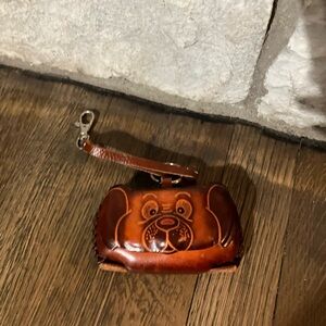 Brown Leather Dog Coin Purse